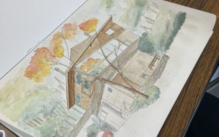 吉村順三の「軽井沢の山荘」を水彩パースで描いてみた！